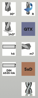 Brocas de metal duro tipo S2 5xD [RI] MK21005-0880 / MK21005-2000 3